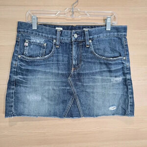 AG Adriano Goldschmied‎ Box Skirt Vintage Denim Medium Wash Raw Hem 90's size 29